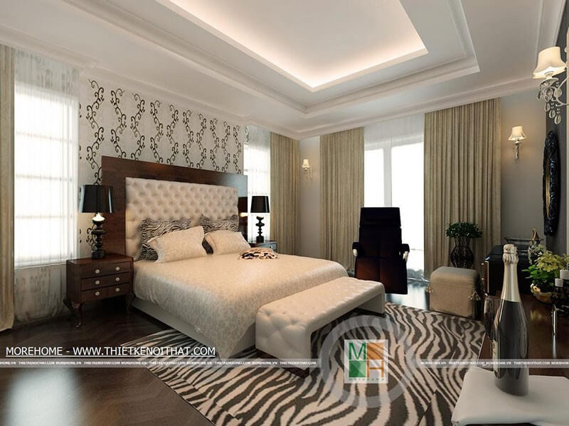 Thiết kế nội thất phòng ngủ tân cổ điển cho không gian biệt thự nhà phố Thiết kế phòng ngủ biệt thự
