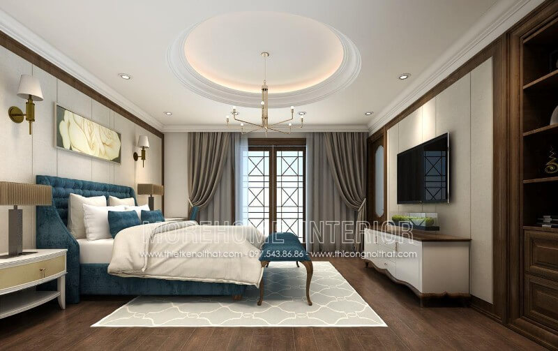 Giường ngủ biệt thự tân cổ điển Giường ngủ biệt thự tân cổ điển