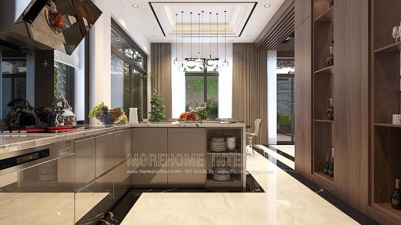Mẫu thiết kế tủ bếp hiện đại tại biệt thự Vinhomes Hải Phòng cao cấp Tủ bếp đẹp, sang trọng và đẳng cấp