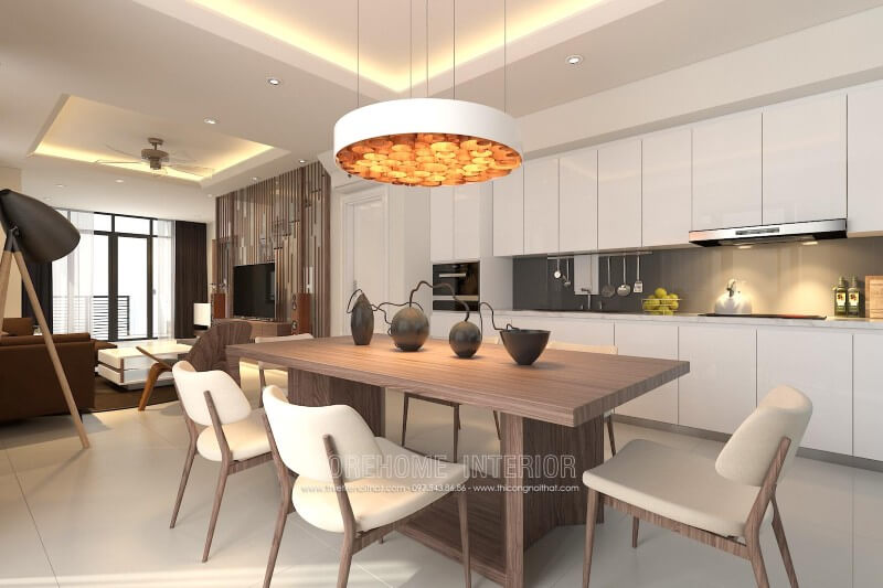 Mẫu tủ bếp gỗ An cường màu trắng thanh thoát và tinh tế, kính ốp bếp màu xám đậm được KTS lựa chọn vừa tạo điểm nhấn bắt mắt, vừa giúp cho khu vực nấu nướng sạch sẽ, vệ sinh dễ dàng hơn Tủ bếp đẹp, sang trọng và đẳng cấp