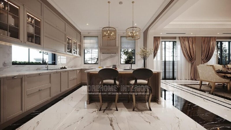 Mẫu tủ bếp đảo phong cách đương đại đẹp, sang trọng cho biệt thự, nhà phố. Tủ bếp đẹp, sang trọng và đẳng cấp