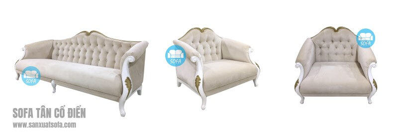 Sofa Tân cổ điển MS-002 gỗ tự nhiên Tần bì, bọc nỉ cao cấp nhập khẩu tại chung cư Dplex Thanh Xuân, Hà Nội Sofa tân cổ điển cao cấp