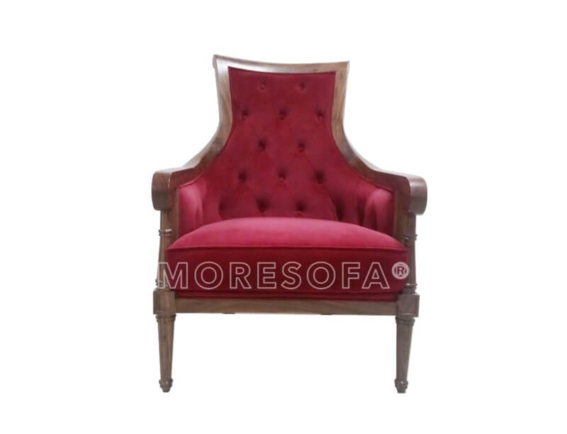 Sofa tân cổ điển MS-022 gỗ tự nhiên Óc chó, bọc nỉ nhập khẩu cao cấp màu đỏ nổi bật cho phòng khách đẹp Sofa tân cổ điển cao cấp