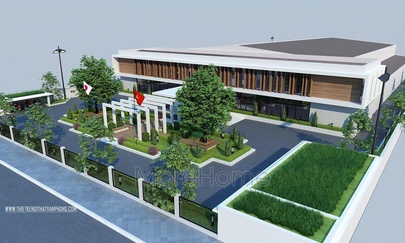 Mẫu thiết kế kiến trúc văn phòng xanh độc đáo cho công ty Bình Minh