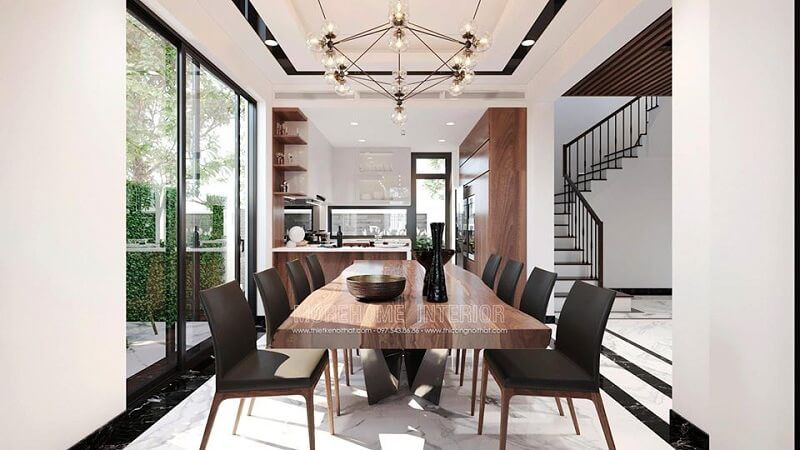 Hãy tạo ra ý tưởng cho một phòng ăn biệt thự gia chủ với một bộ bàn ăn gỗ tự nhiên đẹp được sản xuất tại MoreHome.